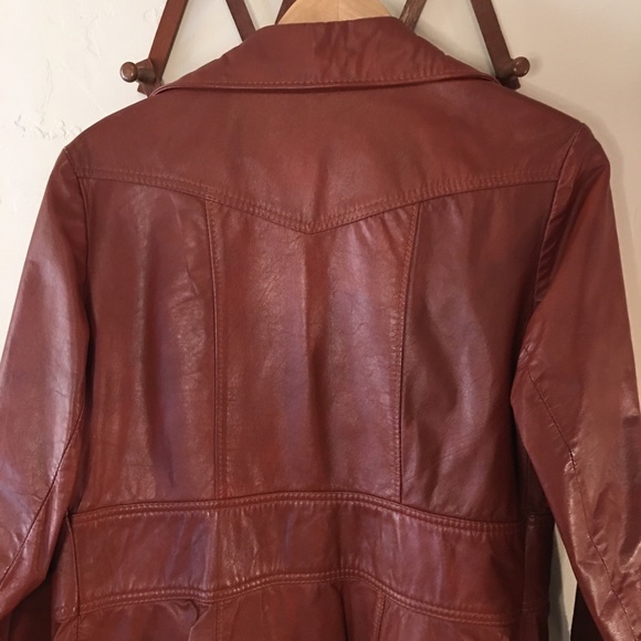 Vintage leather jacket winged collar camel brown - Picture 7 of 11